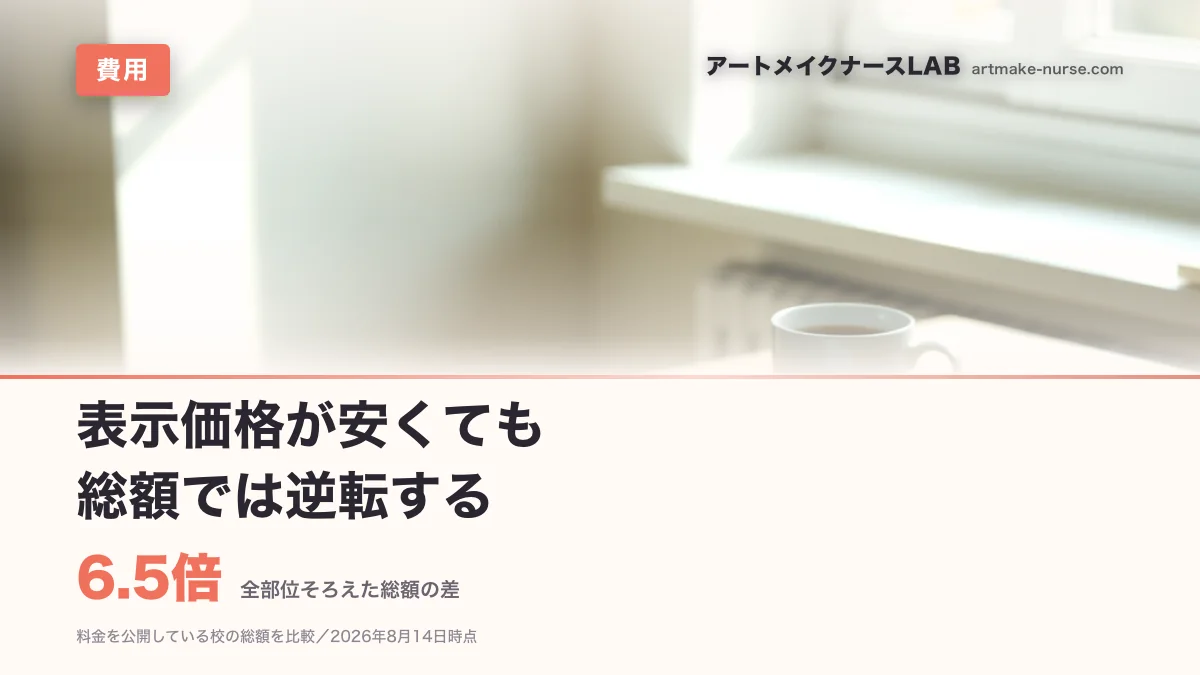 6.5倍（全部位そろえた総額の差）。表示価格が安くても　総額では逆転する