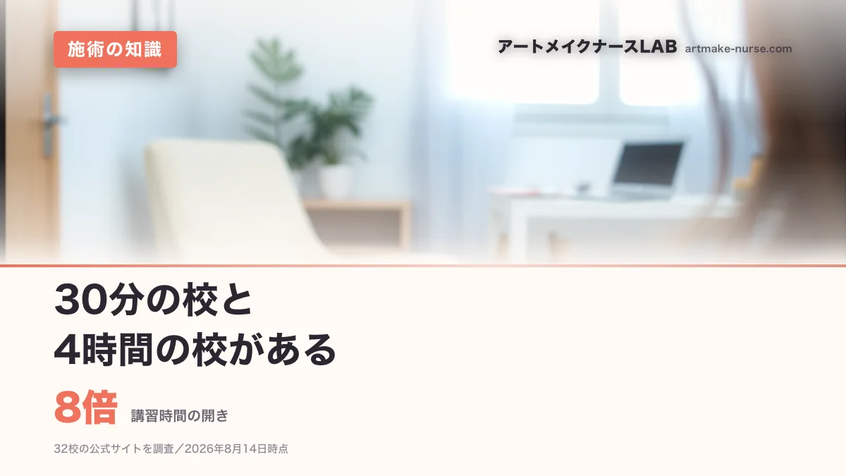 8倍（講習時間の開き）。30分の校と　4時間の校がある