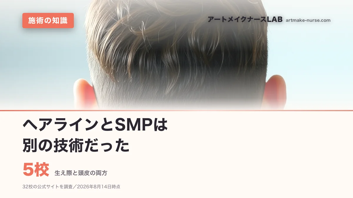 5校（生え際と頭皮の両方）。ヘアラインとSMPは　別の技術だった